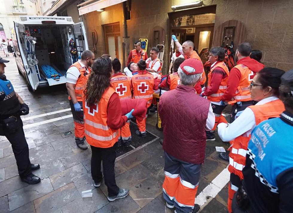 Imagen de uno de los heridos durante el tercer encierro de los Sanfermines de 2025