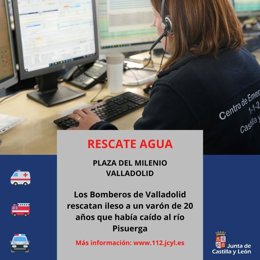 Gráfico elaborado por el 112 con datos del rescate de un joven en el río Pisuerga