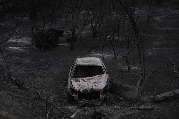 Un vehicle calcinat per l'incendi de Paüls