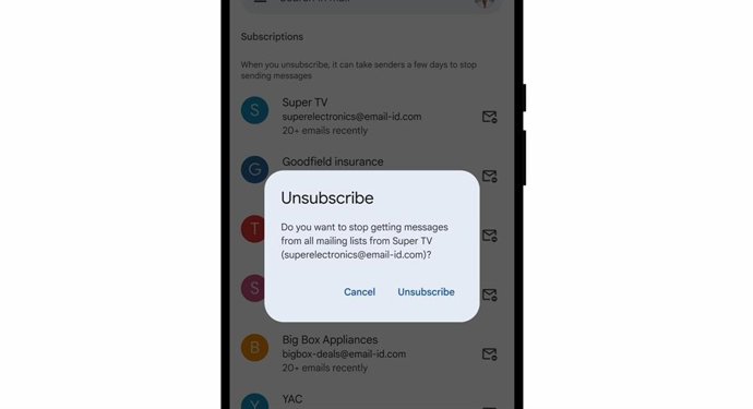 Herramienta Gestión de suscripciones de Gmail