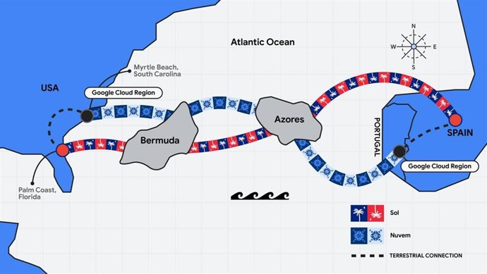 Google Cloud anuncia su segundo cable submarino que conectará España con Estados Unidos desde Santander