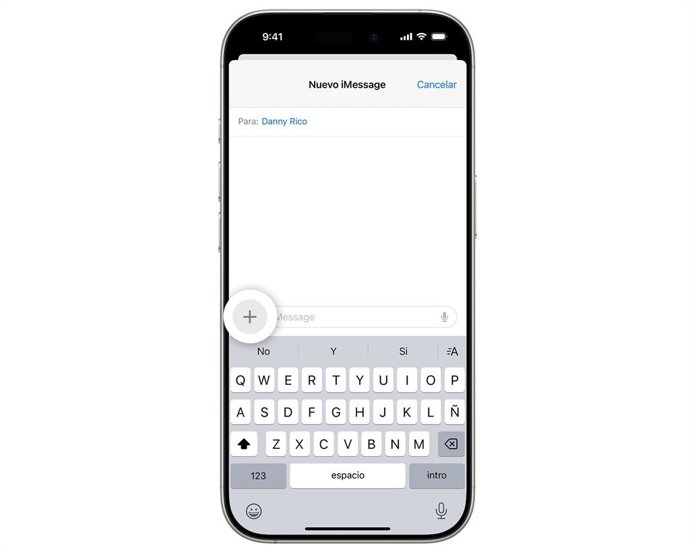 Composición de mensaje en iMessage