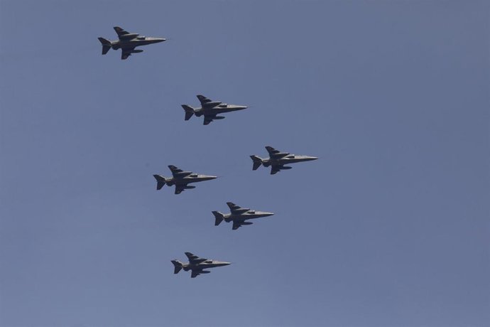 Archivo - Aviones 'Jaguar' de la Fuerza Aérea de India durante un desfile militar en enero de 2023 (archivo)