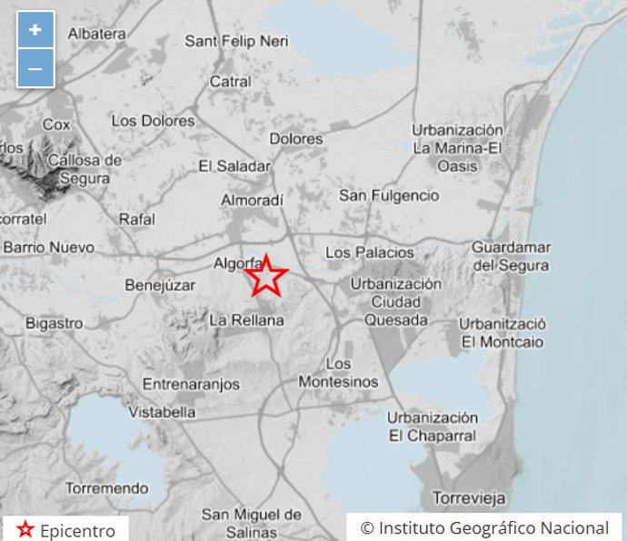 Registrado un terremoto de magnitud 2,1 en el sureste de Algorfa