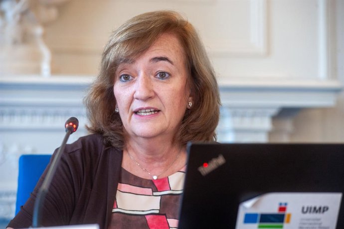 La presidenta de la Airef, Cristina Herrero, durante el XLII seminario de economía de la APIE y la UIMP, el 24 de junio de 2025.