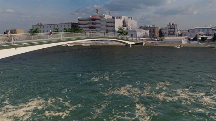 Recreación de la segunda pasarela peatonal sobre el río Guadalete en El Puerto.