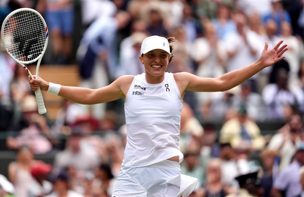 La tenista polaca Iga Swiatek tras ganar en cuartos de final de Wimbledon a Liudmila Samsonova.