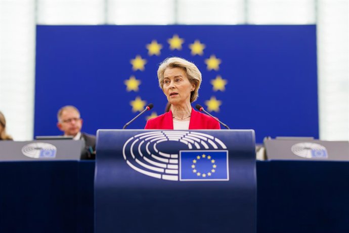 Archivo - 11 March 2025, France, Strasbourg: Ursula von der Leyen, President of the European Commission, speaks at the European Parliament. MEPs are set to discuss the future of European defence with von der Leyen and EU Council President Costa, along wit