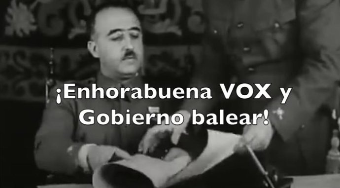 Vídeo parodia de Franco felicitando al Govern y a Vox