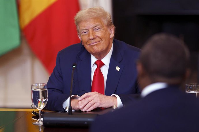 July 9, 2025, Washington, District Of Columbia, USA: United States President Donald J Trump during a meeting with African leaders at the White House, Washington, DC, USA, 09 July 2025. President Trump is meeting with the leaders of Gabon, Guinea-Bissau, L