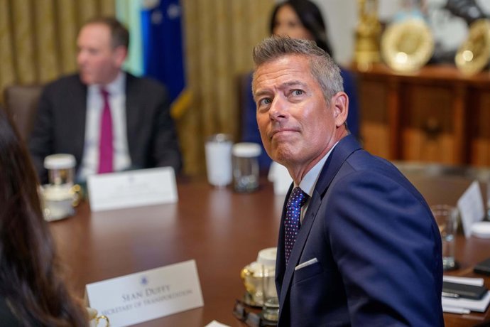 July 8, 2025, Washington, District Of Columbia, USA: United States Secretary of Transportation Sean Duffy participates in a Cabinet Meeting in the Cabinet Room of the White House in Washington, DC, US, on Tuesday, July 8, 2025