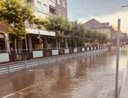 Una calle de Medina del Campo tras la tormenta del pasado viernes 4 de julio.