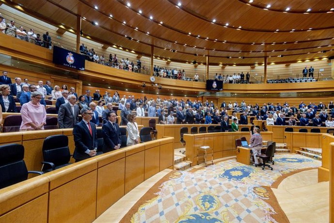 Minuto de silencio antes de comenzar un pleno en el Senado, a 17 de junio de 2025, en Madrid (España). 