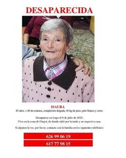 Cartel da muller desaparecida en Lugo.