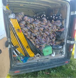 Cobre requisado a los detenidos, presuntos autores de varios robos en la provincia de Valladolid.