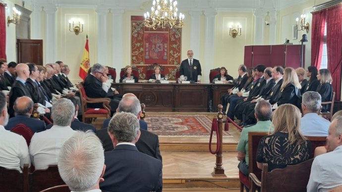 El magistrado Pablo Arraiza durante el acto de toma de posesión como presidente de la Audiencia Provincial de León.