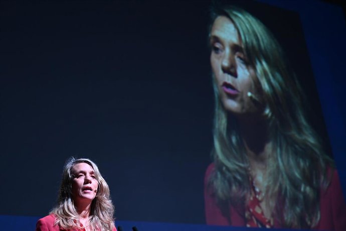 La presidenta de CEPYME, Ángela de Miguel, interviene en el 10º Ciclo Finanza, en el Museo Guggenheim de Bilbao, a 10 de julio de 2025, en Bilbao, Vizcaya, País Vasco (España). 
