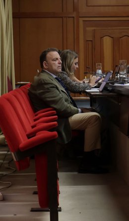 El teniente de alcalde delegado de Fiestas y Tradiciones Populares del Ayuntamiento de Córdoba, Julián Urbano, en la bancada del Pleno, donde ha comparecido para hablar de su Delegación.