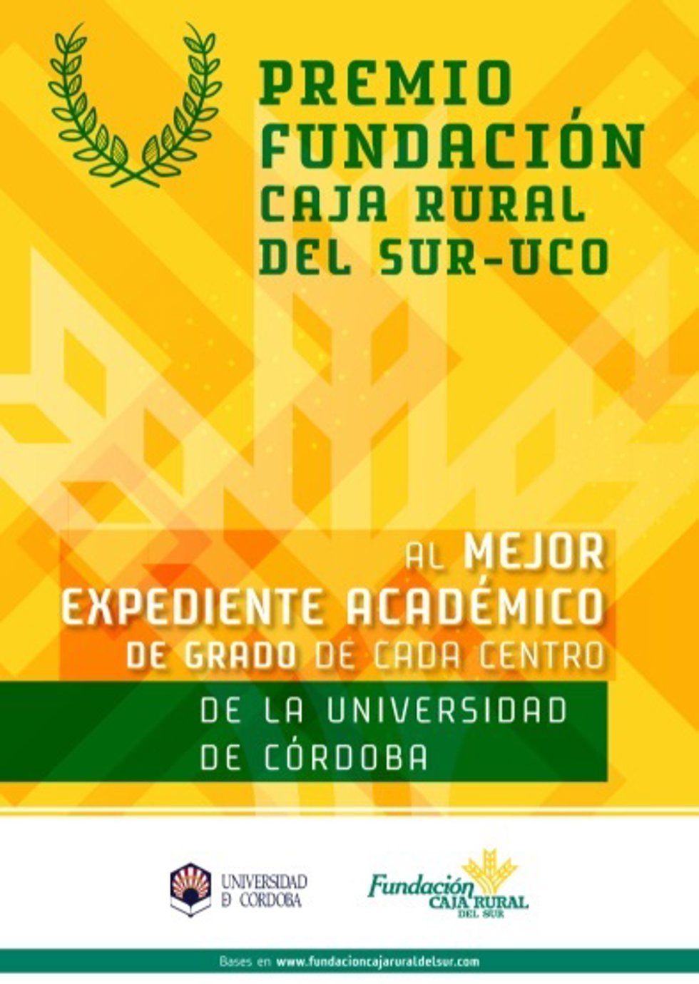 Cartel del VIII Premio Fundación Caja Rural del Sur-UCO al mejor expediente académico de cada centro.