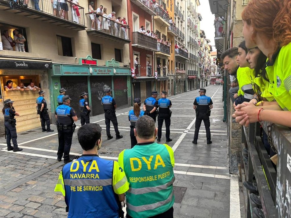 Dispositivo de DYA Navarra durante el encierro.