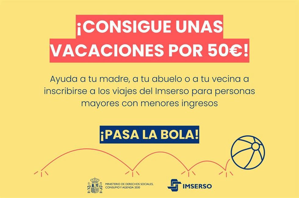 Campaña para animar a los jóvenes a ayudar a los mayores a apuntarse a los viajes del Imserso.