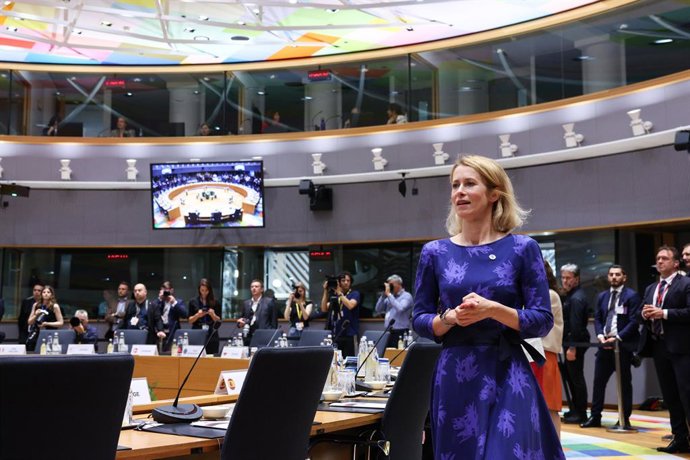 HANDOUT - 26 de junho de 2025, Bélgica, Bruxelas: A Alta Representante da UE para Relações Exteriores, Kaja Kallas, chega à reunião do Conselho Europeu sobre os acontecimentos em curso na Ucrânia e no Oriente Médio. Foto: Alexandros Michailidis/Conselho d