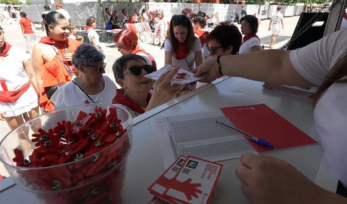 Punto de información de la campaña contra las agresiones sexuales.