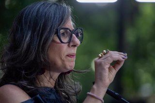 La relatora especial de la ONU para los Territorios Palestinos Ocupados, Francesca Albanese, durante un acto en la capital de España, Madrid (archivo)