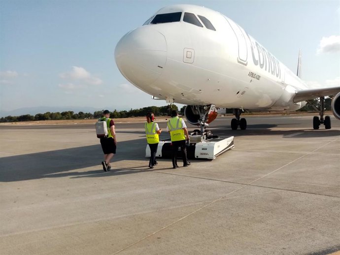 Archivo - Operarios en el Aeropuerto de Palma