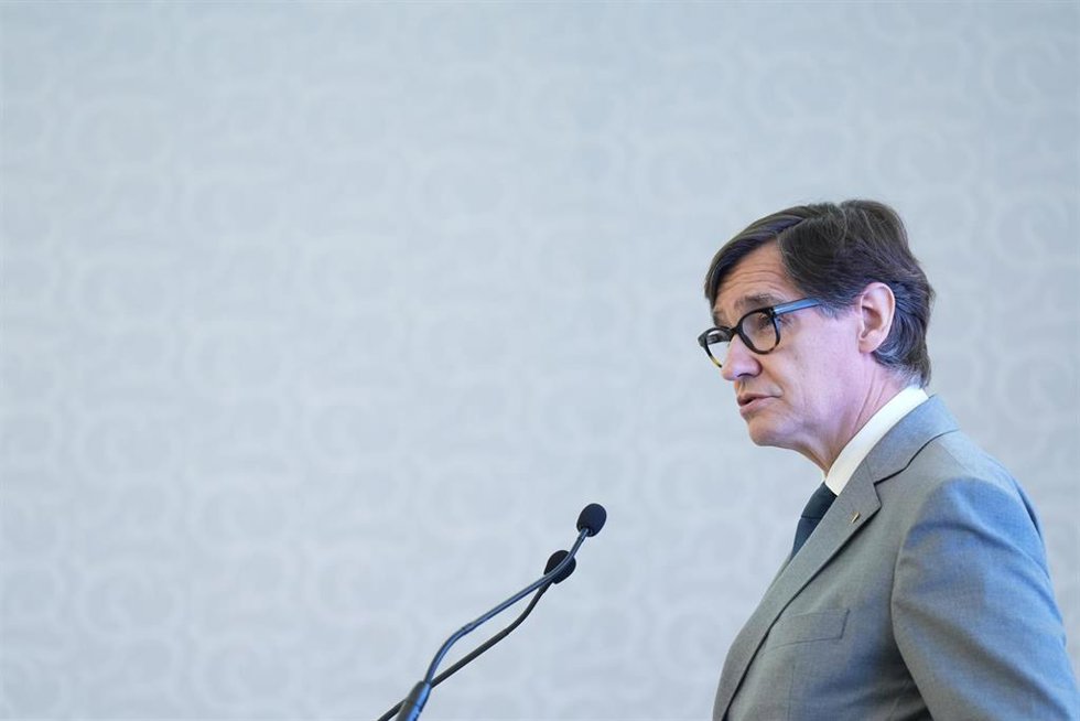 El presidente de la Generalitat de Catalunya, Salvador Illa, interviene durante la 6 edición de MedCat Days, en el Palau Pedralbes, a 9 de julio de 2025, en Barcelona