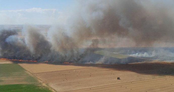 Un incendio accidental arrasa 88 hectáreas agrícolas en Todehumos (Valladolid)