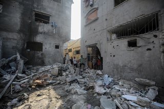 July 11, 2025, Gaza City, Gaza Strip, Palestinian Territory: A view of destruction after Israeli army hit a building in Al Shati Camp located western Gaza City, Gaza on July 11, 2025