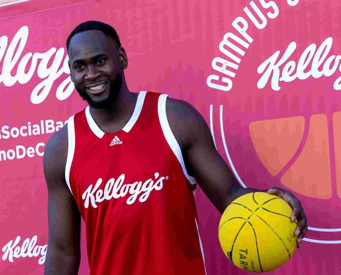 El pívot internacional español Usman Garuba, en la clausura del campus social de Kellogg's de 2025 en Madrid.