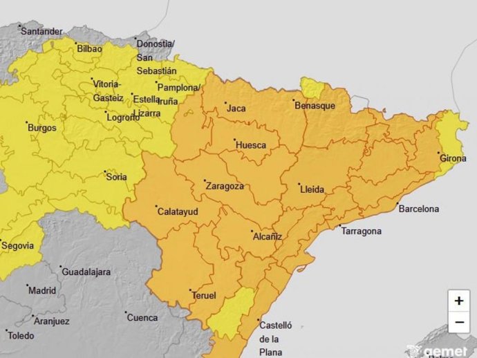 Hay aviso naranja por lluvias en varias zonas de Teruel.