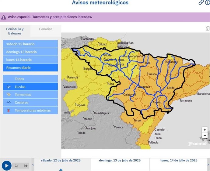 Desde la CHE se recomienda a los ciudadanos estar atentos a la evolución de los datos meteorológicos e hidrológicos.