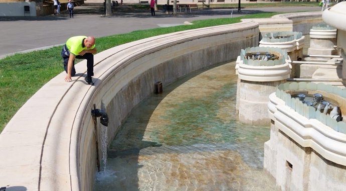 Tramo final de las obras de la Font Màgica de Montjuïc.