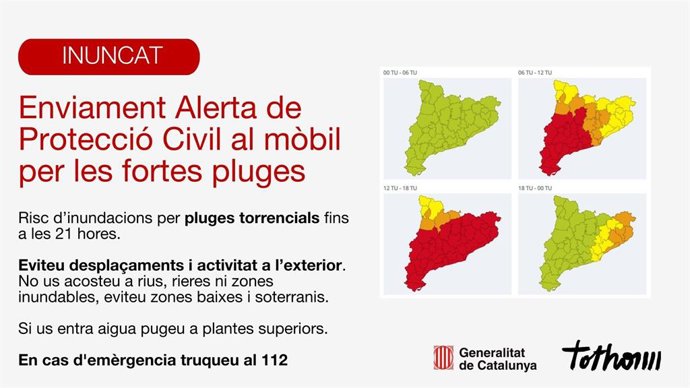 Alerta per previsió de pluges