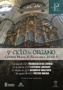 El Ayuntamiento de Salamanca organiza el IX Ciclo de Órgano en la Catedral Nueva con 4 conciertos entre julio y agosto