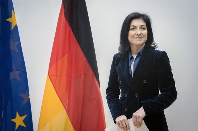 Archivo - 19 de maio de 2025, Berlim, Berlim, Alemanha: Katherina Reiche na declaração conjunta à imprensa do Ministro Federal de Assuntos Econômicos e Energia e do Vice-Presidente Executivo da Comissão da UE no Ministério Federal de Assuntos Econômicos e