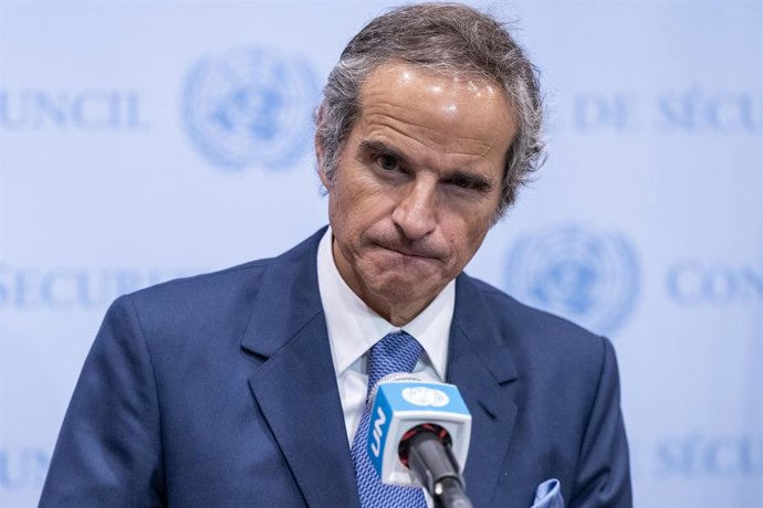 Archivo - Arquivo - 25 de janeiro de 2024, Nova York, Nova York, Estados Unidos: Rafael Grossi, diretor-geral da Agência Internacional de Energia Atômica, fala à imprensa após a reunião do Conselho de Segurança sobre a situação da Usina Nuclear de Zaporiz