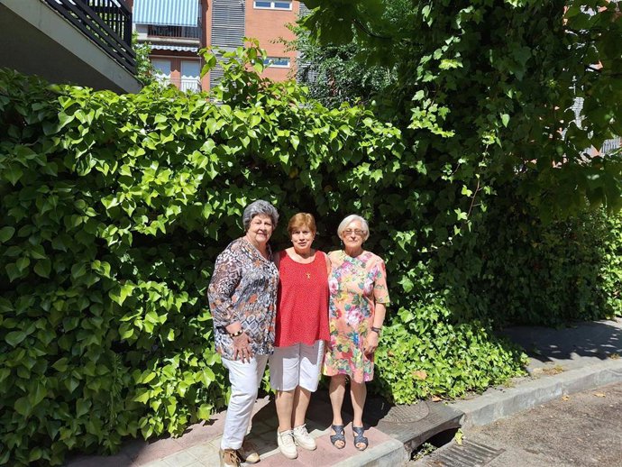 Tres voluntarias del Teléfono de la Escucha, en Madrid, el 26 de junio de 2025.