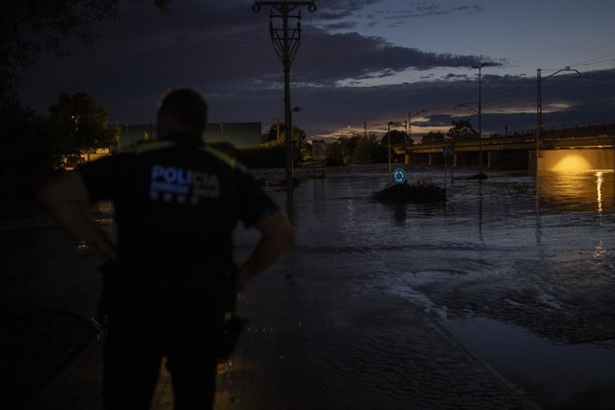 Cubelles durant les precipitacions provocades pel temporal