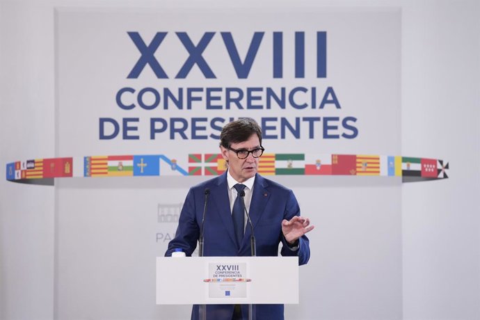 Archivo - Arquivo - O Presidente da Generalitat de Catalunya, Salvador Illa, fala à mídia após a 28ª Conferência de Presidentes, no Palau de Pedralbes em Barcelona, em 6 de junho de 2025, em Barcelona, Catalunha (Espanha). Durante a