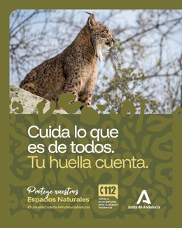 Cartel de la campaña de la Junta 'Cuida lo que es de todos. Tu huella cuenta', dirigida a promover la protección, el respeto y la conservación de los Espacios Naturales Protegidos de Andalucía.