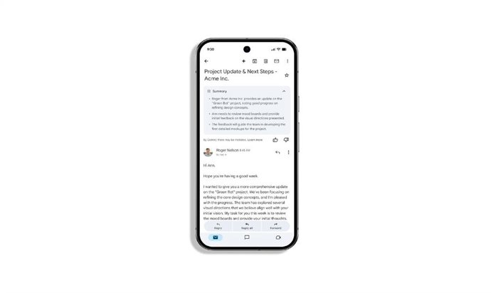 Tarjetas de resumen de Gemini en Gmail.