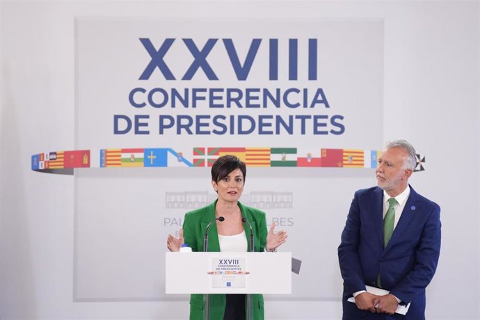 Archivo - La ministra de Vivienda y Agenda Urbana, Isabel Rodríguez, ofrece una rueda de prensa posterior a la reunión de la XXVIII Conferencia de Presidentes, en Palau de Pedralbes de Barcelona, a 6 de junio de 2025.