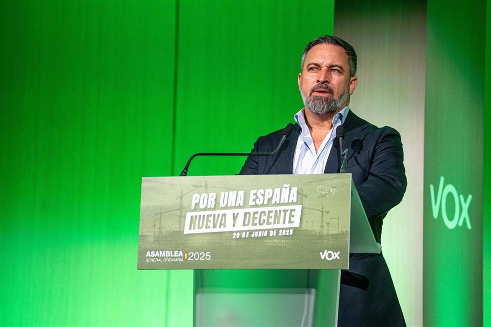 El líder de Vox, Santiago Abascal, a 29 de junio de 2025, en Madrid (España). 