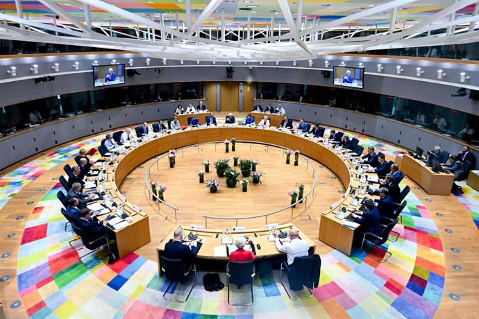 HANDOUT - 26 June 2025, Belgium, Brussels: A general view during the European Council meeting on the ongoing developments in Ukraine and the Middle East. 