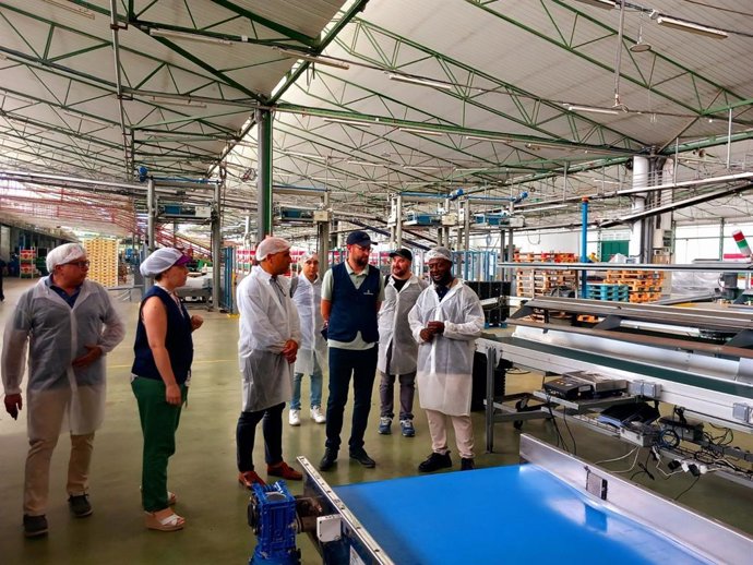 El delegado territorial de Agricultura, Antonio Mena, durante su visita a la empresa hortícola Ecoinver en La Mojonera (Almería).