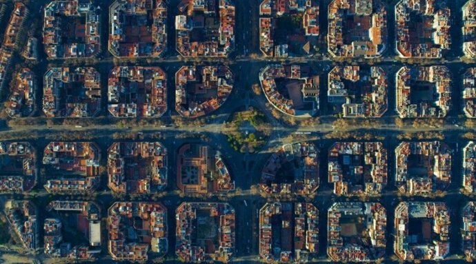 Manzanas del distrito del Eixample de Barcelona.